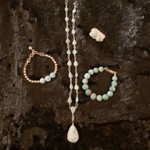 Larimar Stones Necklace earrings and 2 bracelets